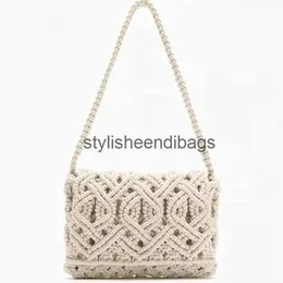 Shoulder Bags 2023 Cotton Thread Handbag Summer Hand Tied Straw Woven Bag Fashion torebka damska latoH24217