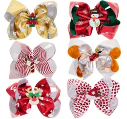 Archi Natale Pupazzo di neve Cervo Forcina Neonate Strisce Punti Barrettes Bambini Boutique Fermaglio per capelli Natale Accessori per capelli per bambini M27909700978