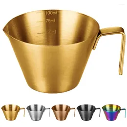 Coffee Pots Measuring Cup 100ml Stainless Steel Espresso With Scale Handle Food Grade Mini Pouring For Accurate