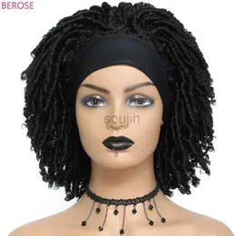 Cosplay Wigs Faux Locs Headband Wigs Dreadlock Wig Short Twist Wigs with Headband Attached Synthetic Braided Wig for Party Cosplay Daily Wear 2402017