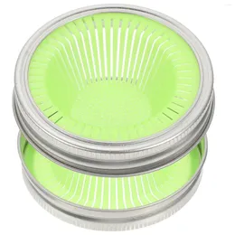 Louça 2 Pcs Mason Jar Tampas Canning Kit Sprout Filtro Filtro Boca Larga PP Sprouts Malha