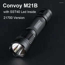 مشاعل المصباح المشاعل LED Torch Frashlight Convoy M21B SST40 Lanterna S2 Plus 21700 إصدار Linterna Camping Fishing Work Light Tactical Flash Light