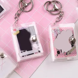 Keychains 2 인치 클리어 스몰 포 앨범 미니 POS 수집 Keychain Instax Bag Pocard와 함께 책 크리에이티브 카드 홀더