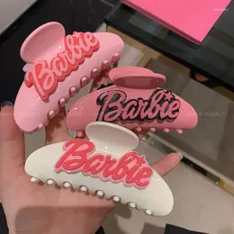 Haarschmuck Barbie Pink Grab Clip Dopamin Rückseite des Kopfes Haifischklaue für Frauen Brief Kopfschmuck Mädchen Accessoires