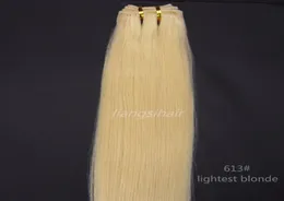 Brasilianska hår inslagsprodukter klass 7a brasilianska indiska peruanska mänskliga hårförlängningar väver 100g 1 st 24quot 613 lättaste blond9868387