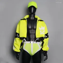 Scene Wear Men Sexy Pole Dance Clothing Fluorescerande färger passar Muscle Man Gogo Dancer Costume Nightclub DJ Rave Outfit XS6614