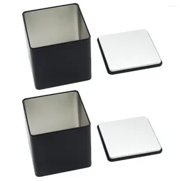 Garrafas de armazenamento 2 PCs Candy Bar Jars Food Tank Coffee Bean Square Tin Tin Plate Plateleed