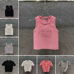 Mulheres de malha colete moda pulôver topos sexy sem mangas esportes regata verão manga curta camisola