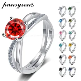 클러스터 반지 Pansysen Gra 인증 1ct 여성을위한 실제 Moissanite Ring 925 Sliver Engagement Promise Wedding Bend 밴드 Fine Jewelry Drop