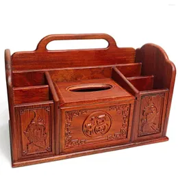 Jewelry Pouches Rosewood Multifunctional Tissue Box Household Living Room Coffee Table Solid Wood Remote Control Handheld Fortune Storage