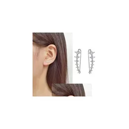 Stud 7 Cristal Cubic Zirconia U Shaped Ear Clip Cuff Cartilagem Brincos para Mulheres 925 Sterling Sier Hipoalergênico Moda D Dhgarden Dhat2