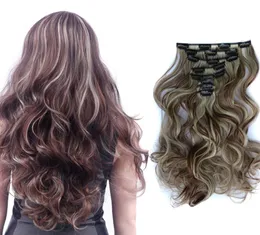 24quot 8pcs curly hair set for full head clips in hair extensions 11colors available clips hair pieces2075075