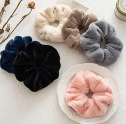 Sammet scrunchies hårband fluffiga kvinnor hårband rep fast mjukt hårband hästsvans hållare flickor hår tillbehör 6 färger alternativ8415831