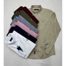 남자 패션 캐주얼 폴로의 긴 소매 봄과 가을 사업 면화 옥스포드 비 철분 슬림 폴 공식 셔츠 고품질 2024