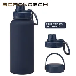 1Lstainfritt stålisolerat vakuumkolv Termisk vattenflasktermos med piplock Tumbler kaffemugg kall drycker cup 240129