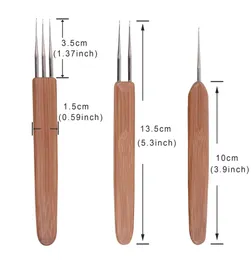 Extensões perucas agulha de crochê de bambu para cabelo dreadlock acessórios peruca fazendo ferramentas dreadlocks gancho agulhas 123 ganchos kcxrx bosc1232376