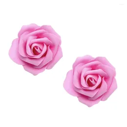 Flores decorativas 100pcs cabeça de flor rosa artificial bela decoração para festa de casamento aniversário (rosa 6cm)