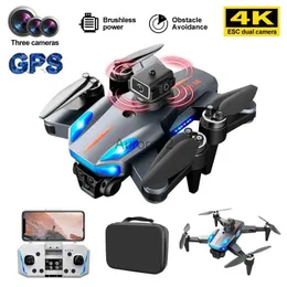 Drones K911SE RC GPS Drone 4K Três Câmera HD FPV 1200M Aerial Obstacle Evite Fotografia Brushless Motor Dobrável Quadcopter Brinquedo YQ240217