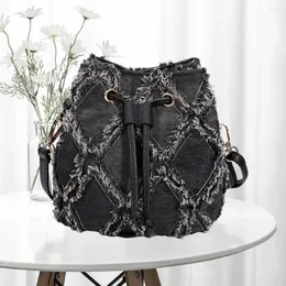 Evening Bags Women Mini Crossbody Purse Denim Fringe Hobo Bag Solid Color Sling Diamond Lattice Female Commute