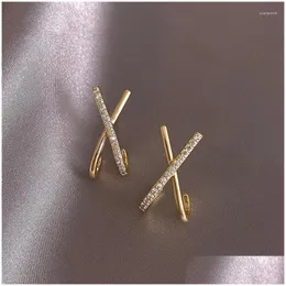 Stud Earrings Ventfille 925 Sterling Sier Gold Cross X-Shaped For Woman Girls Gifts Party Trendy Jewelry 2023 Drop Delivery Dhima