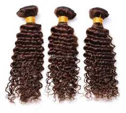4 Brown Human Hair Weaves Chololate Brown Deep Curly Virgin Malaysian Hair 3Pcs Lot Brown Deep Wave Bundles4816277