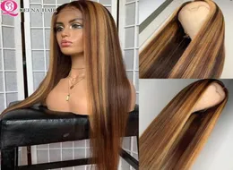 26 Inch Honey Golden Lace Front Wig Protruding Human Hair Wig Remy Peru77190907862088