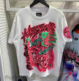 Hellstar Shirt Blobodne Spodnie dresowe spodnie dresowe mody rękaw mężczyzna tee kobieta ubrania ubrania kreskówka graficzna punk rockową graffiti Folia druk vinta vhg0