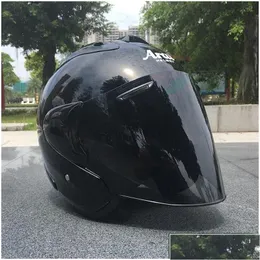Motorcykelhjälmar Black Half Helmet Outdoor Sport Män och kvinnor Racing Open Face Dot Appd Drop Delivery Mobiles Motorcyklar DHC9Z