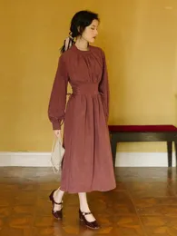 Sıradan Elbiseler Vintage Elbise Kadınlar 2024 Bahar Pin Up Tatlı Kızlar 50s 60s Kaya Çetesi Femme French Retro Corduroy Vestidos