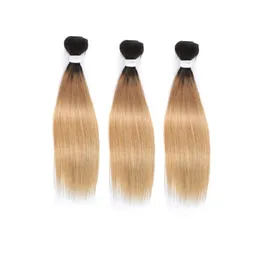 Brasileiro peruano indiano virgem cabelo humano 1b/27 ombre cor tramas duplas 3 pacotes onda de corpo reto 10-32 polegadas