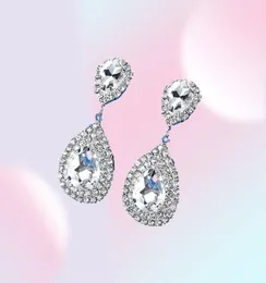 Minmin 6 färger Teardrop Crystal långa örhängen Silver Rhinestone Bridal Drop Earrings for Women Party Wedding Jewelry 2019 EH0037340721