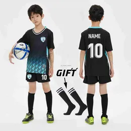 Jerseys Boys Football Trikots setzt Geschenksocken Custom Children Club Team Football Training Uniform Student Girls Soccer Sports Kits