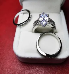 2020 luksus 925 Srebrna obrączka dla kobiet 3 Pierścienie stawiane z zestawów zbiórki nośnych prezent na rocznicę Diamond Diamond 1897809