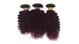 Bourgogne ombre Deep Wave Human Hair Bundles 3PCSlot 99J Wine Red Colored Hair Extensions Malaysian Virgin Oprocess Hair4424938