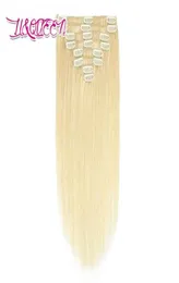 Brazilian Clip In Hair Extensions 8Pcsset Straight Hair 613 Blonde 100g Virgin Human Hair 1028 Inch 61374143114449276