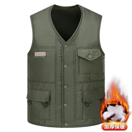 2023 Gilet invernale da uomo Moda con scollo a V monopetto senza maniche Cappotto maschile caldo e confortevole gilet 5XL 240202