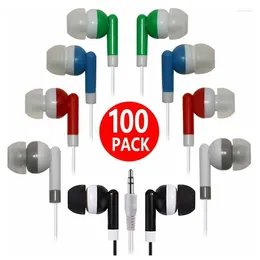 100pcs fones de ouvido intra-auriculares descartáveis coloridos de 3,5 mm para salas de aula, escolas, bibliotecas, crianças