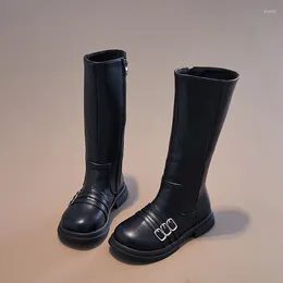 Botas 2024 Criança Sapatos Versáteis Meninas Macias Alta Chic Elegante Princesa Crianças Moda Drop Casual Crianças