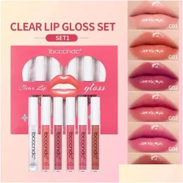 Lip Gloss Batom Set 6 Pcs Transparente Hidratante e Não Permanece Copo Leve Irritante Matte Kit Drop Delivery Saúde Beleza Maquiagem Otwf9