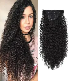 Kręcony klip w przedłużanie włosów 3B 3C Kinky Curly Hair Clip INS dla kobiet grube miękkie 8a Brazylijskie włosy 120G4986433
