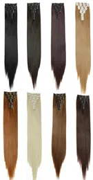 10pcsset Synthetic Clip in hair extensions Straight hair pieces 25inch 160g Clip on hair extensions 16colors8024099
