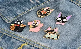 Black Cat Jiji ENAMEL PINS 7Styles Cat Cartoon Movie Kiki Brosches Animal Jewelry Brosches Lapel Pin For Friends Gifts1491114