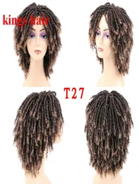 6 tum dreadlock curly peruk kort naturlig svart 1b 30 ombrebrun för svarta vita kvinnor och män afro lockigt syntetiska wig4137309