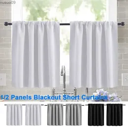 Curtain Blackout Kitchen Short Curtains Waffle Weave Tier Window Curtain Rod Pocket Living Room Bedroom Solid Small Panels Drapes Decor