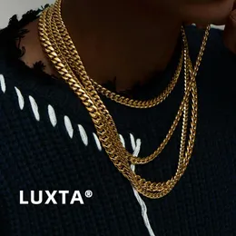 6mm/8mm/10mm/12mm/14mm Gold Edelstahl Curb Cuban Link Chain Hiphop 18K vergoldete kubanische Halskette für Männer Frauen Lange Größe 240131