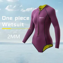 Costumi da bagno da donna 2MM Neoprene Donna Diver Muta da sub Elastico aderente Manica lunga Calda protezione solare Spiaggia Sport acquatici Surf