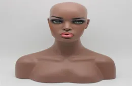 Realistic Female Black Fiberglass Mannequin Dummy Head Bust For Lace Wig And Jewelry Display EMS 236S9925007