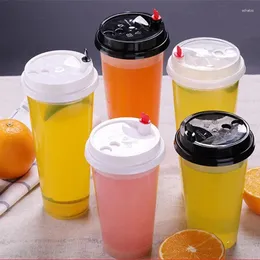 Akşam yemeği setleri kapaklı tek kullanımlık plastik bardaklar kahve Süthiş Çay Partisi Kalın Soğuk İçecekler Kupası Net İçecek Yazılar 700ml 24oz