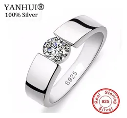 Yanhui Mężczyźni Wedding Biżuteria 100 925 Srebrny Pierścień Zestaw 1 karat sona cz diamant pierścień zaręczynowy Rozmiar 6 11 Yrd10 Y189124846581