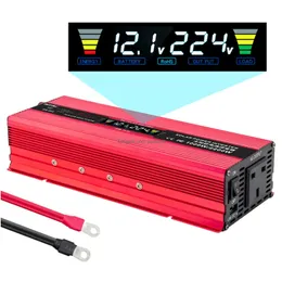 Transformer Inverter Pure Sine Wave 12V till 240V Vehicle Power Converter Continuous 1000W stöder USB Jack och LCD2947073 Drop Del Dhu6s